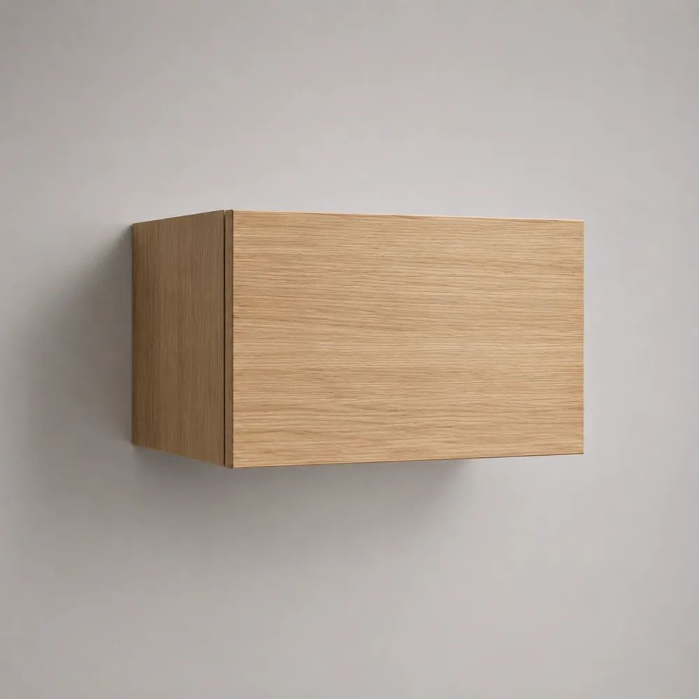 Mobile TV sospeso rettangolare in legno, rovere naturale, 60 × 30 × 40 cm