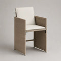 Sedia da giardino con braccioli in corda di polipropilene taupe e cuscini bianco crema, 60 x 62 x 90 cm
