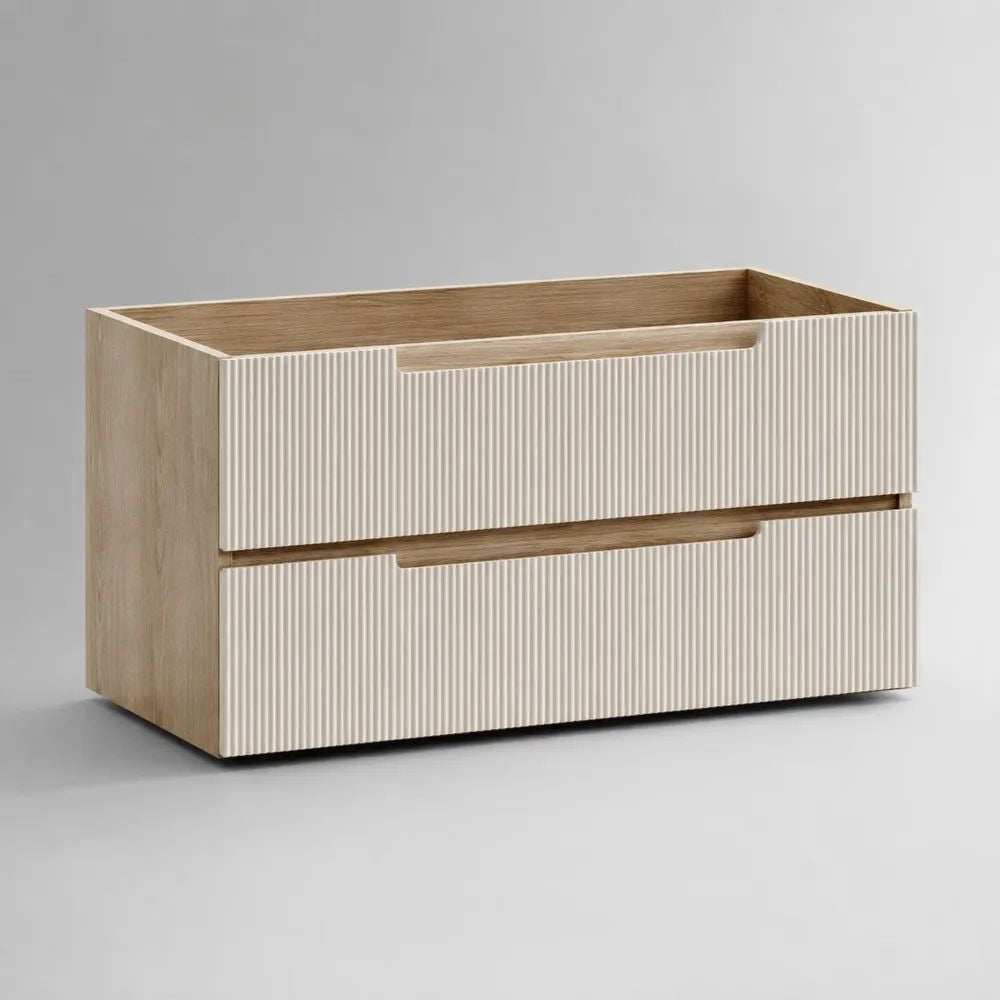 Mobile sottolavabo sospeso in MDF e truciolare con 2 cassetti, crema e rovere naturale, 80 x 46 x 50 cm