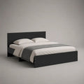 Letto matrimoniale nero 160 x 200 cm in pannello truciolare melaminico con testiera e rete a doghe