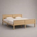 Letto matrimoniale rettangolare in legno 168 x 208 x 100 cm con rete a doghe, testiera e pediera, per materasso 160 x 200 cm, rovere naturale