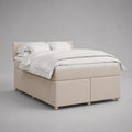 Letto boxspring matrimoniale beige con testiera imbottita e materasso 160 x 200 cm, dimensioni 170 x 210 x 105 cm