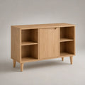 Mobile bagno sottolavabo da terra in MDF impiallacciato con 1 anta e 4 vani, rovere naturale, 100 x 40 x 80 cm