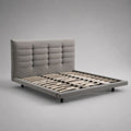 Letto matrimoniale imbottito 160 x 200 cm in velluto grigio con testiera capitonné e rete a doghe